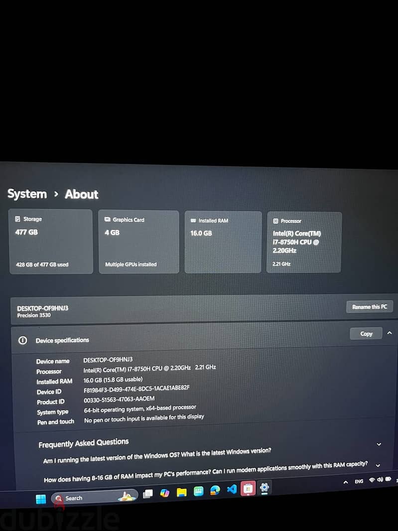 Dell laptop 5