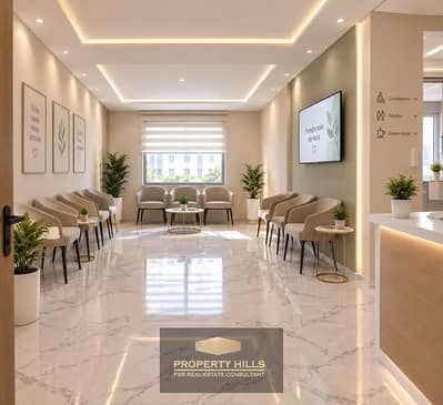 Clinic of 90m fully finished with air conditioning for sale in Mall 205 Arkan Compound with a facade on the central axis in Sheikh Zayed