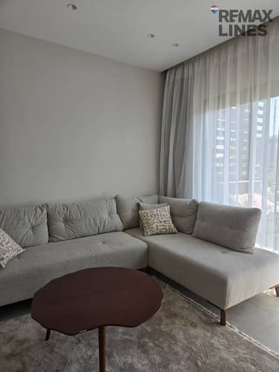 A unique opportunity for furnished rent in Madinaty, Brivado Group 93, a special view garden with a green view that gives you tranquility and comfort, an area of 64m² with a layout