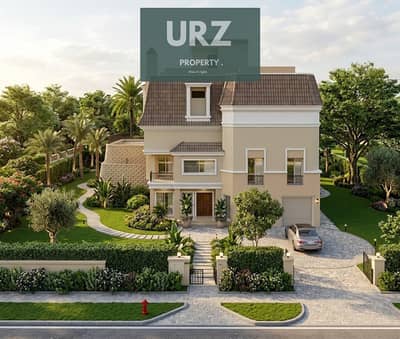 Benefit from 50 discount and pay 12 million only own villa with direct LANDSCAPE view from all sides in compound connecting New Cairo and Mostakbal