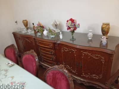 غرفة سفرة دمياطي قديم كاملة وضخمة (خشب زان أستر) بحالة ممتازة