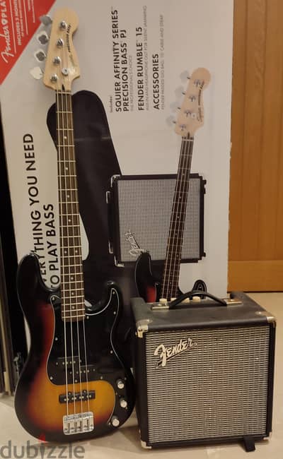 Squier Affinity Precision Bass PJ (Sunburst) + Fender Rumble 15 Amp