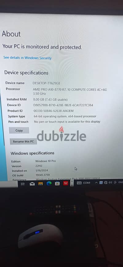 كومبيوتر للأعمال المكتبيه والالعاب سريع جداً لوجود هارد SSD خاص بتشغيل