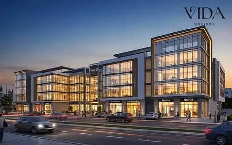 Fully finished 32 sqm office for sale in the first phase of "Navy 26" Mall—a project by  (HDB)—located on the Boulevard Road in Sheikh Zayed.