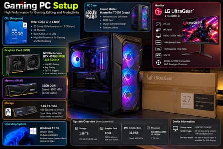 Gaming PC i7 -14700F + RTX 4070 SUPER 12GB + 32GB RAM