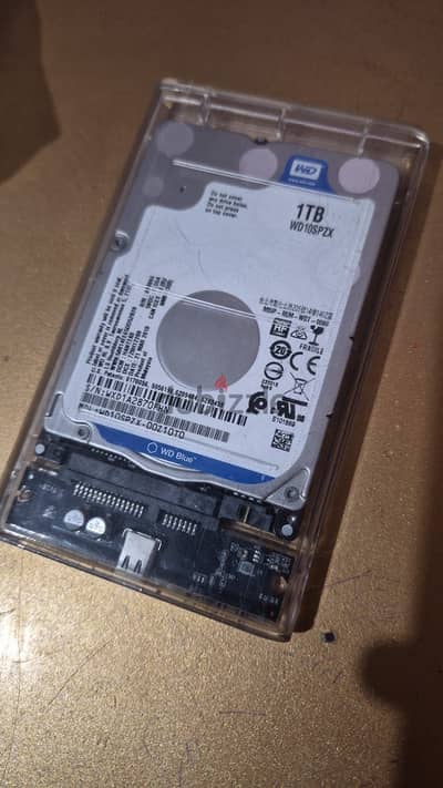 هارد خارجي 1 تيرا ويسترن بلو مع كيسة شفافة USB