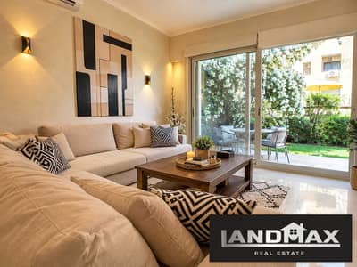 استوديو فندقي ارضي بجارن 90 متر للايجار | مفروش بتصميم الترا مودرن بالكامل اول سكن | موقعه مميز 5 دقايق للجامعة الامريكية كمبوند فيلليدج جيت
