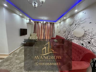 A special opportunity for furnished rent in Madinaty with super luxury finishes and hotel furnishings. An apartment of 103 meters in B6 on a wide garden. A very distinctive location next to service phase and next to Stri.