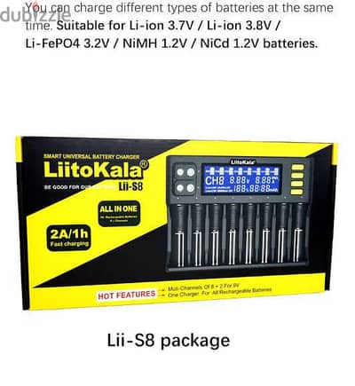 شاحن بطاريات ليثيوم احترافي ذكي  فتحات ماركة LiitoKala موديل Lii-S8
