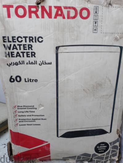 سخان تورنيدو 60 لتر لم يستخدم من قبل