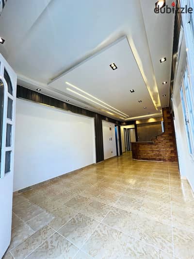 Apartment for sale in Al-Ajmi, Palm beach, Ninth building from the sea, luxury and distinctive finishes, next to Dar Al-Defaa Hotel and the main street, excellent residential location, registered and fully equipped.