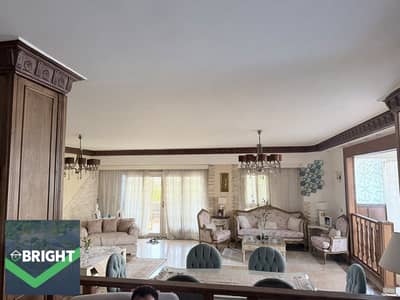 fully furnished ground apartment with private garden, enterance and garage for sale in West Arabella in the Fifth Settlement near Arabella plaza