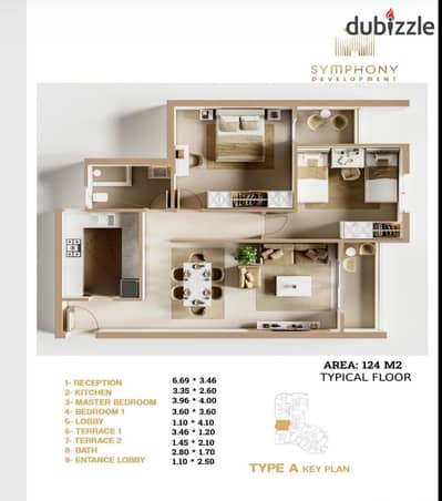 Apartment 121 sqm with garden 84 sqm (3 bedrooms) for sale with only 10% down payment in Bahja Compound and installment over 8 years