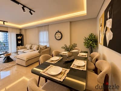 Luxury 185sqm hotel apartment in ZED Towers, Sheikh Zayed. 3 bedrooms, high-end furnishing, and stunning double view. Ready now!