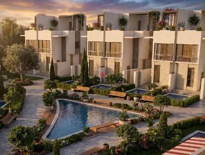 Townhouse of 200m with a garden of 55m overlooking lakes and landscape in the finest project in the administrative capital and the second avenue from the diplomatic district with a payment plan over 10 years