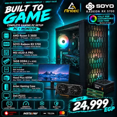Gaming PC Ryzen 5 3600 + RX 5700 8GB + Dell Monitor