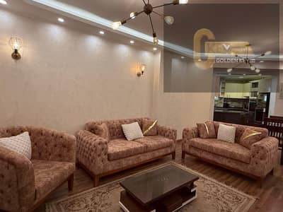 Furnished hotel apartment for rent in Al Rehab, fully furnished next to gate 17/19 and all services prime location with a wide garden view