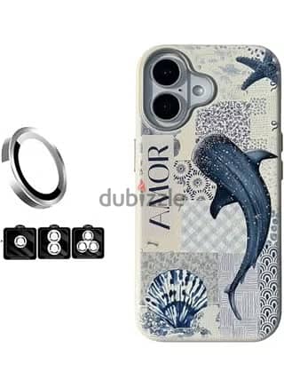 Fekra Premium Whale Case for iPhone 17 with Camera Lens Protector Incl