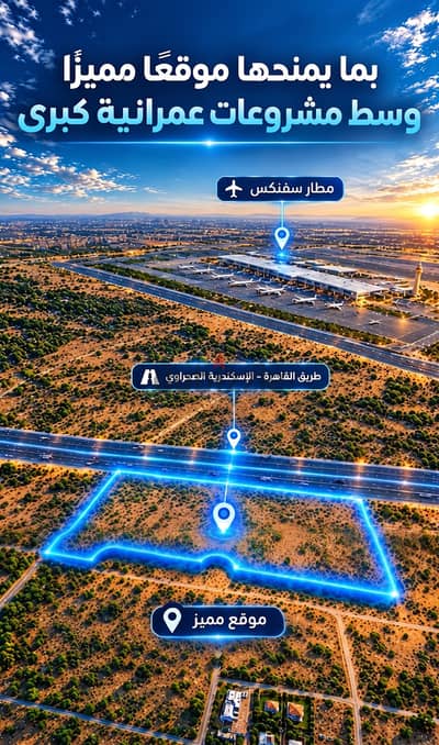 أرض نشاط سياحي بموقع استراتيجي على طريق القاهرة–إسكندريةالصحراوي مباشر