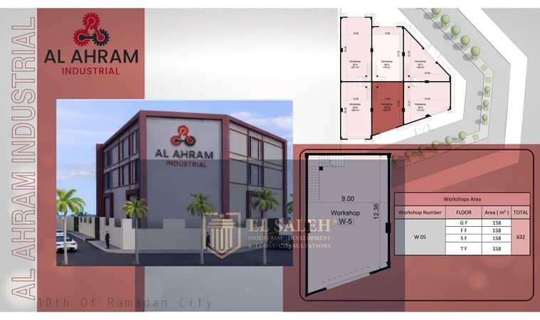 Industrial unit for sale in an industrial complex within 10th of Ramadan City, Zone C3