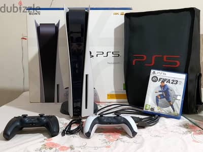 PS5 Fat Disc + كرتونة + كل ملحقاته الأصلية + دراع زيادة أسود + Cover
