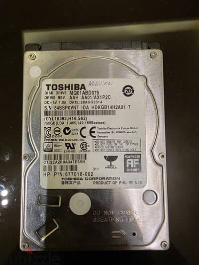 TOSHIBA 750GB هارد لابتوب للبيع