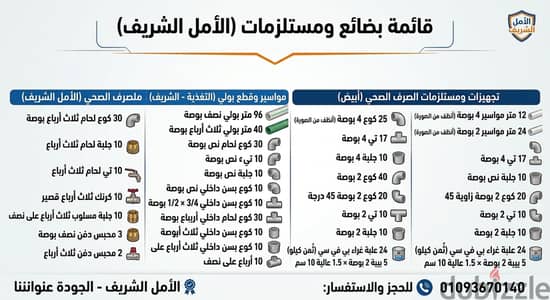 منتجات شركة الأمل الشريف للبيع بخصم ممتاز20% على البولي  30% على الصرف
