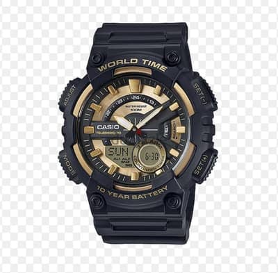 ​ساعة كاسيو أصلية (World Time) بحالة ممتازة - لون أسود في دهبي فخم