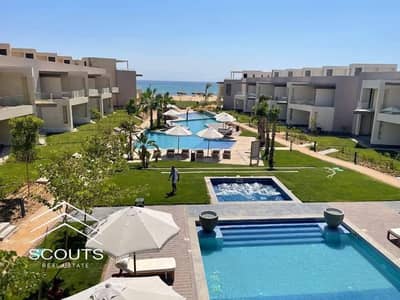Immediate delivery Fully finished high end turnkey chalet with a garden for sale first row the sea at Boho El Sokhna located next to Telal & La Vista