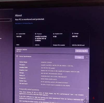 كمبيوتر i5 4670k rx 570 4gb 16gb ram