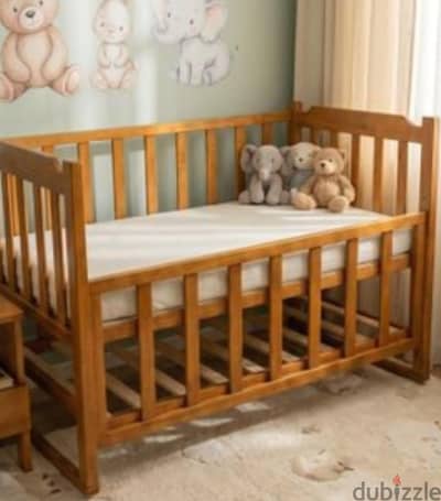 سرير أطفال خشب زان جونيورز بالمرتبة والكرتونة Juniors Baby Crib