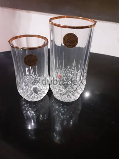 طقم كاسات لونشامب جولد/ cristal d'arque long champ gold/vintage