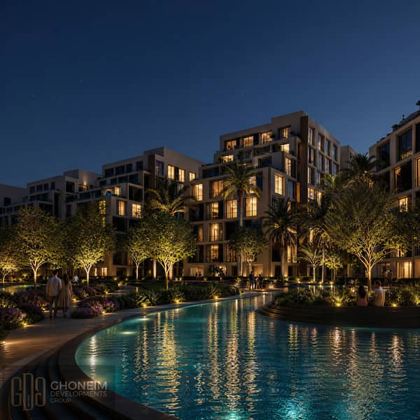 Apartment for sale in Mokattam, The Novolist Compound, in the upscale area of the Upper Plateau on the new Mokattam Corniche