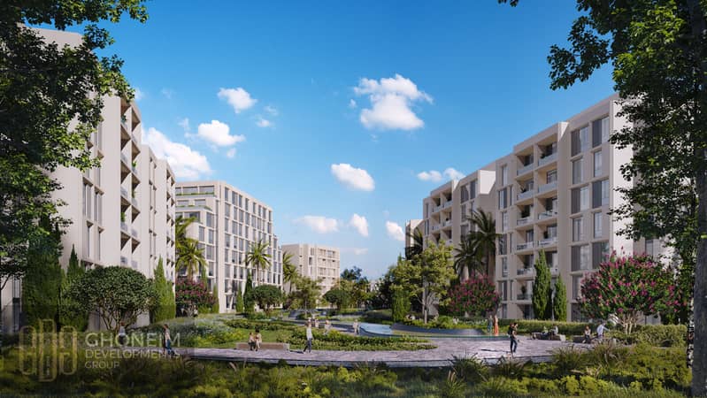 Apartment for sale in Mokattam, The Novolist Compound, in the upscale area of the Upper Plateau on the new Mokattam Corniche