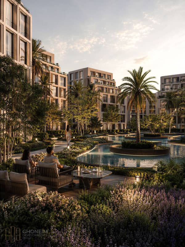 Apartment for sale in Mokattam, The Novolist Compound, in the upscale area of the Upper Plateau on the new Mokattam Corniche