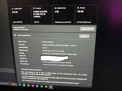 كمبيوتر HP Z240 i5 جيل سابع + شاشة Lenovo 22 بوصة