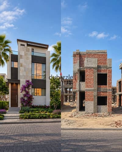 Standalone villa for sale 265 sqm with a 196 sqm garden, located in "The Que Gardens" compound El Obour City