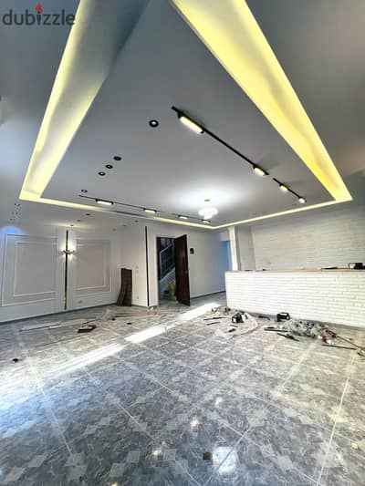 Apartment in Al-Ajmi, Al-Nakheel Beach, the third building from the sea, next to the main street, and all services are fully finished, high-end finishing, registered, and all utilities included.