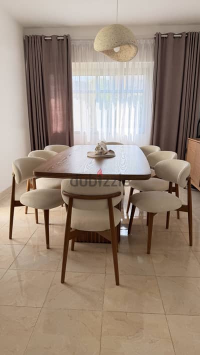 Custom Solid Beech Wood Modern Boho Dining Set & Buffet