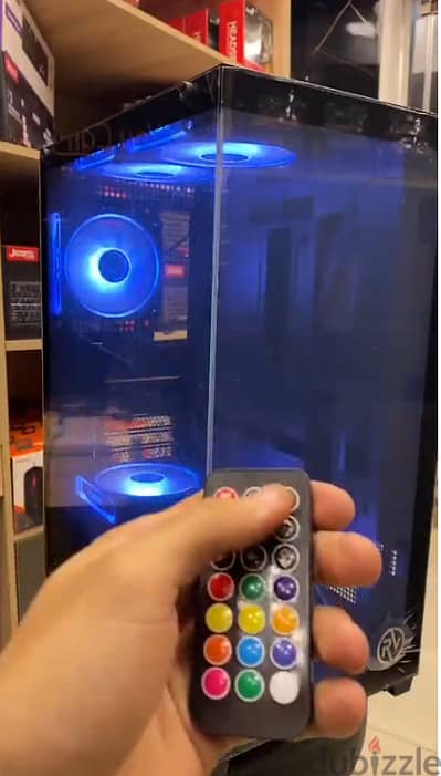CASE زجاج 5 مراوح RGB بريموت تحكم