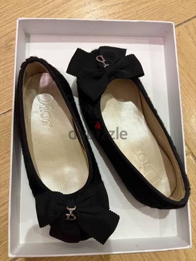 Authentic Dior black velvet bow ballerina flats - kids size 27