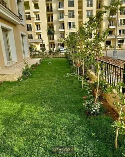 Apartment for sale, 154 sqm with a 319 sqm garden, located in the Sarai compound—directly on the Suez Road, opposite Madinaty and just minutes away fr