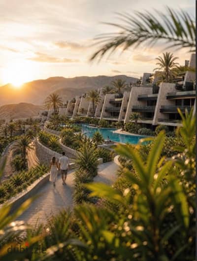 بمقدم 390 الف وقسط شهري 27 الف فقط هتمتلك شالية 70 متر sea view  بتشطيب سوبر لوكس بالتكيفات والمطبخ في لاديرا السخنه بحوار المونت جلالة بخصم 20%