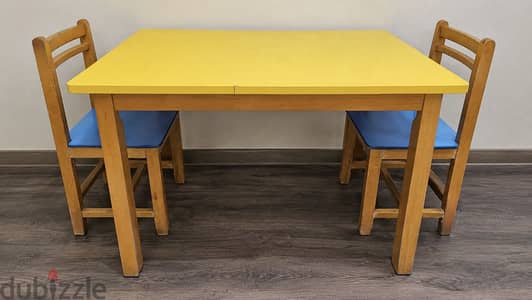 Kids' Wooden Table and 2 Chairs Set (Brand Edufun)
