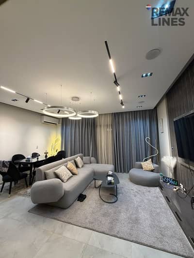 Luxury furnished apartment for rent with modern hotel-style furnishings in Privado Madinaty, 3 bedrooms and 3 bathrooms with a distinctive open view