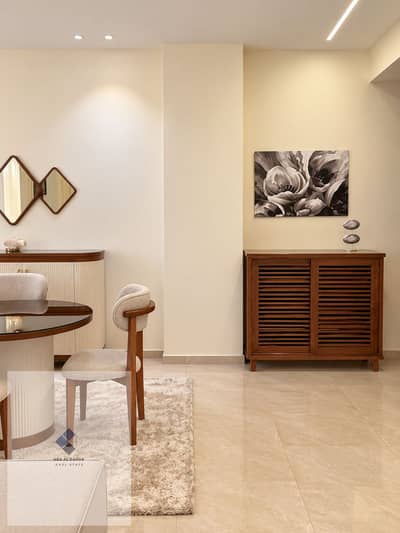 Furnished apartment for rent in Al-Narges Buildings in the third settlement, 3 bedrooms and 2 bathrooms, on the fifth floor with elevator, for annual or monthly rent