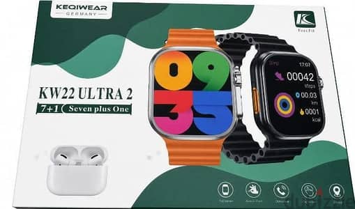 ساعة ذكية KW22 ULTRA 2 مع 7 أستكة وشاحن