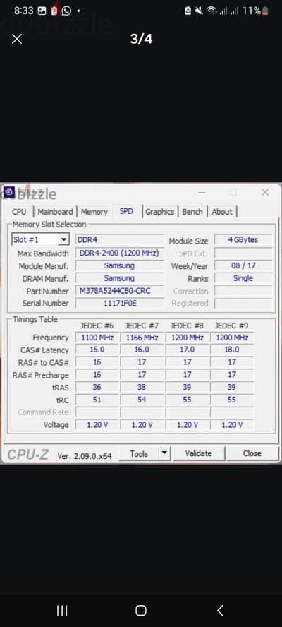رامات ddr4   ٤جيجا  ماركة سامسونج تردد 2400 متوفر ٢ قطعة  للبيع