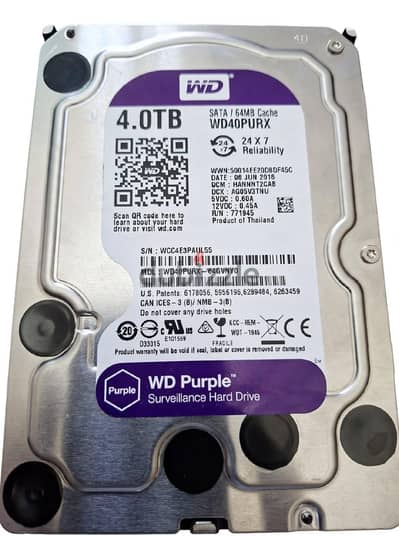 هاردات مراقبة WD Purple 4TB + Seagate 3TB - حالة ممتازة