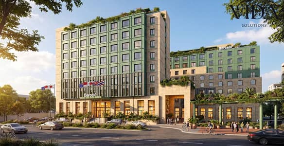 A 76-square-meter, fully finished and furnished hotel apartment for sale at the Barceló Hotel, located within the Bahja compound—next to Royal City